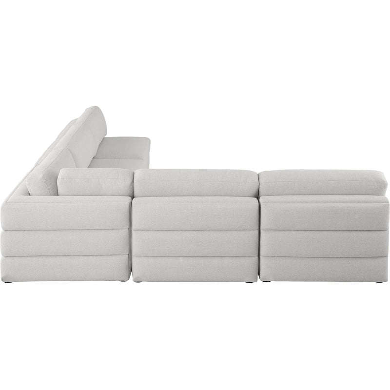 Meridian Beckham Beige Durable Linen Textured Fabric Modular Sectional IMAGE 3