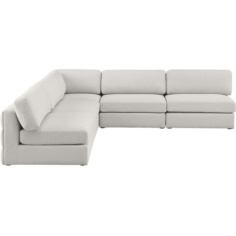 Meridian Beckham Beige Durable Linen Textured Fabric Modular Sectional IMAGE 5