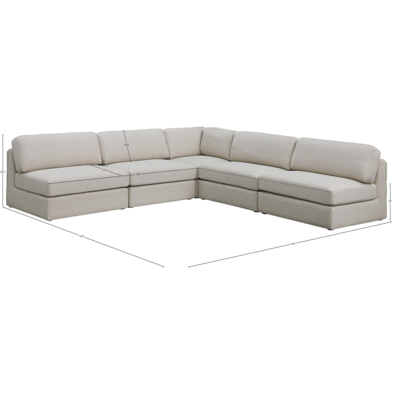 Meridian Beckham Beige Durable Linen Textured Fabric Modular Sectional IMAGE 8