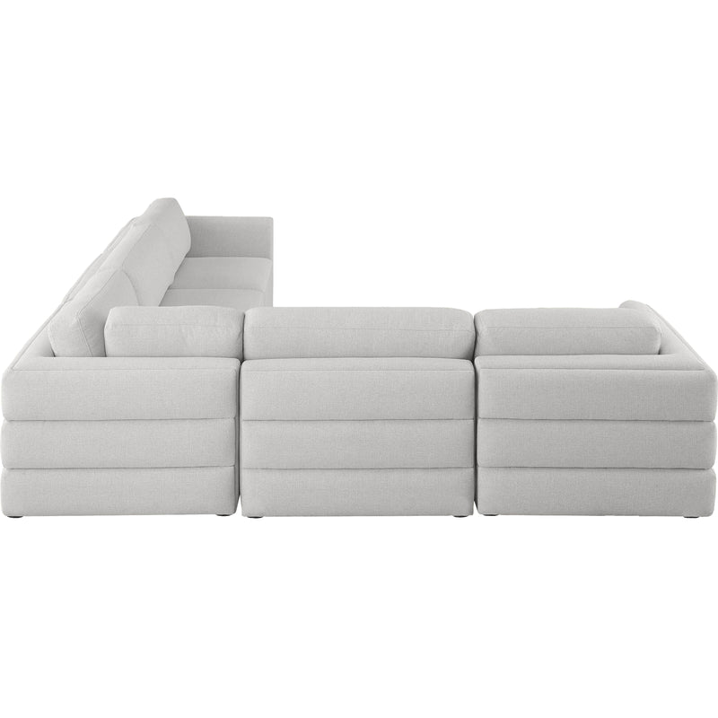 Meridian Beckham Beige Durable Linen Textured Fabric Modular Sectional IMAGE 3