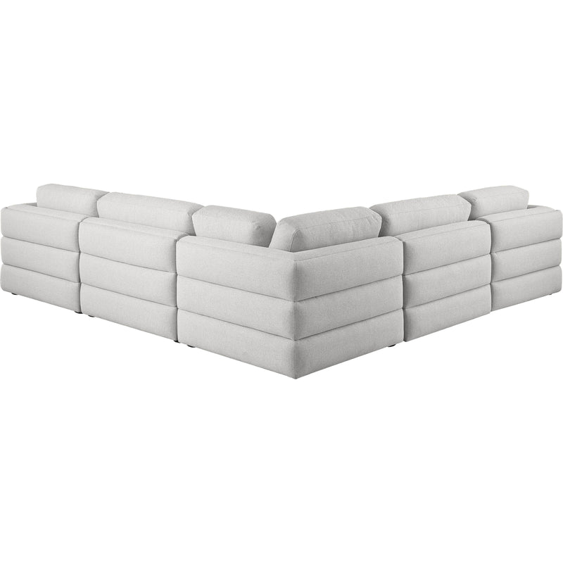 Meridian Beckham Beige Durable Linen Textured Fabric Modular Sectional IMAGE 4