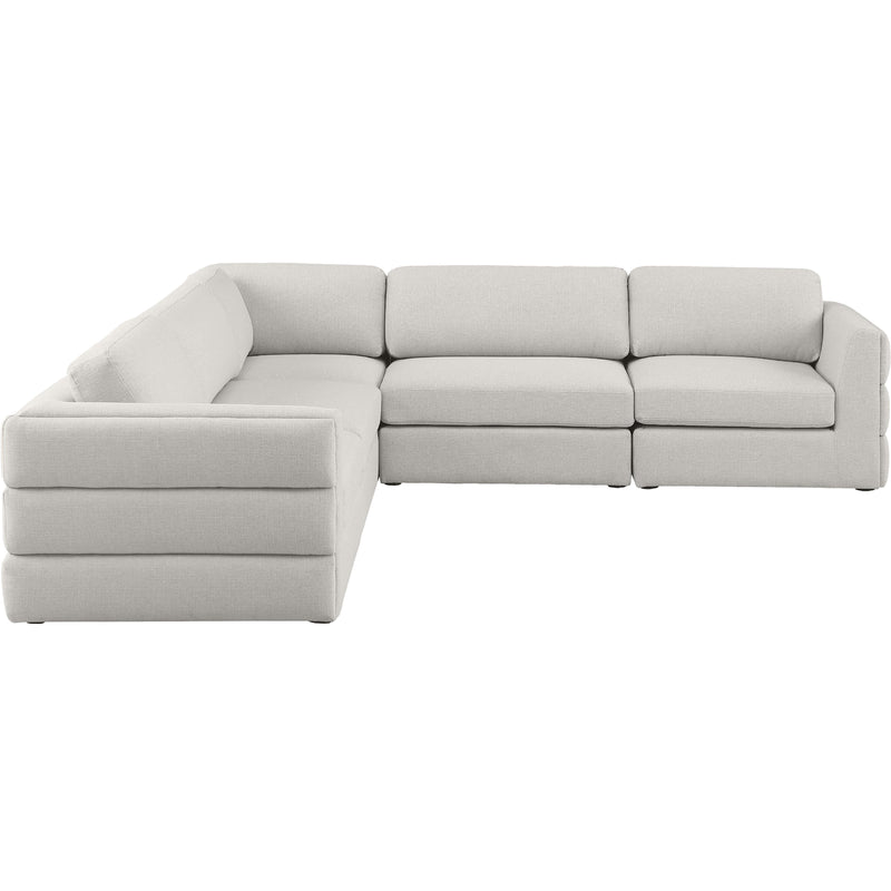 Meridian Beckham Beige Durable Linen Textured Fabric Modular Sectional IMAGE 5