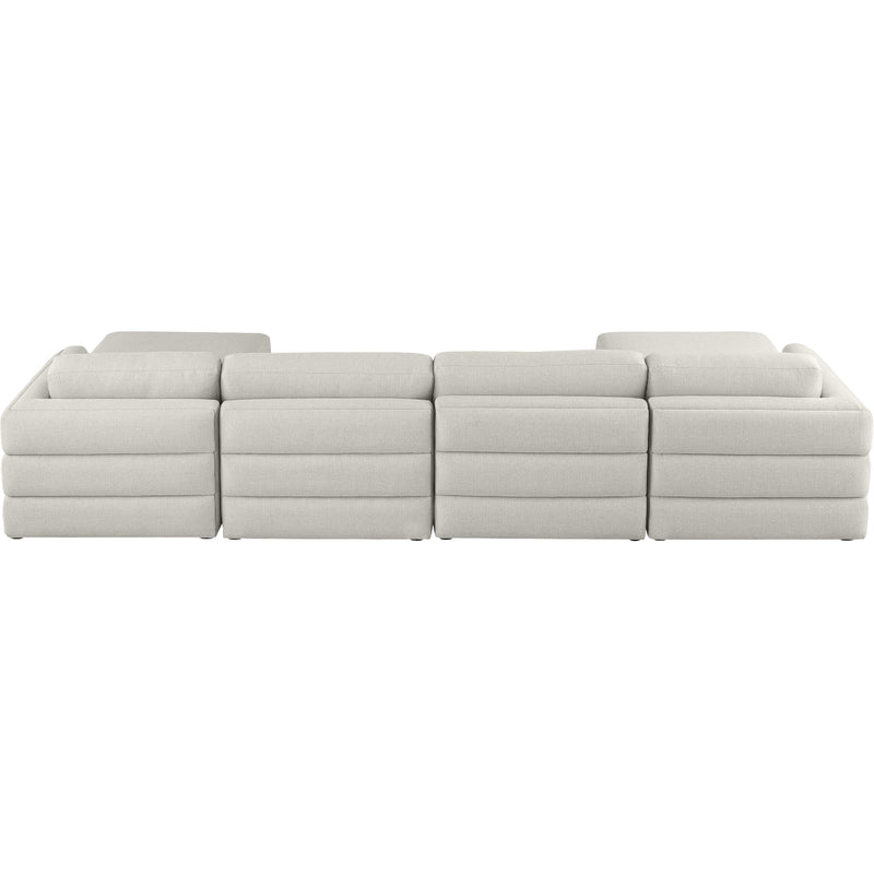 Meridian Beckham Beige Durable Linen Textured Fabric Modular Sectional IMAGE 3