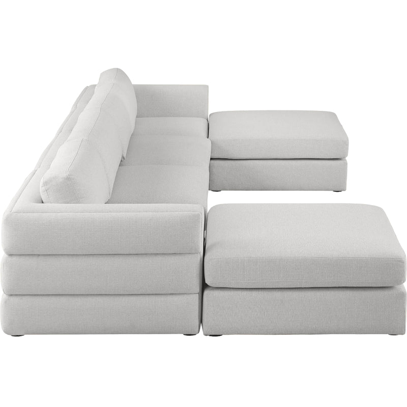Meridian Beckham Beige Durable Linen Textured Fabric Modular Sectional IMAGE 4