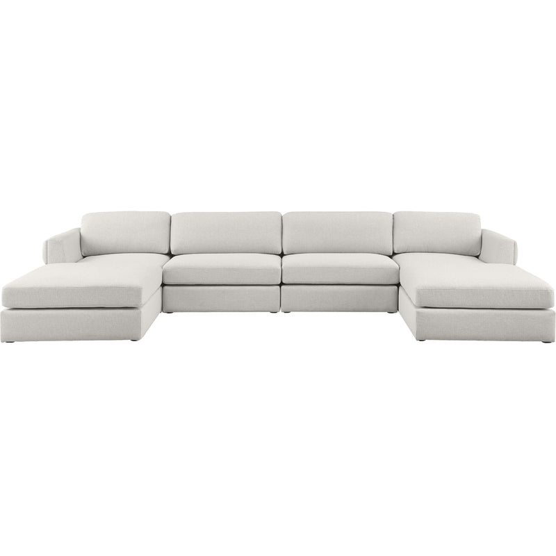 Meridian Beckham Beige Durable Linen Textured Fabric Modular Sectional IMAGE 5