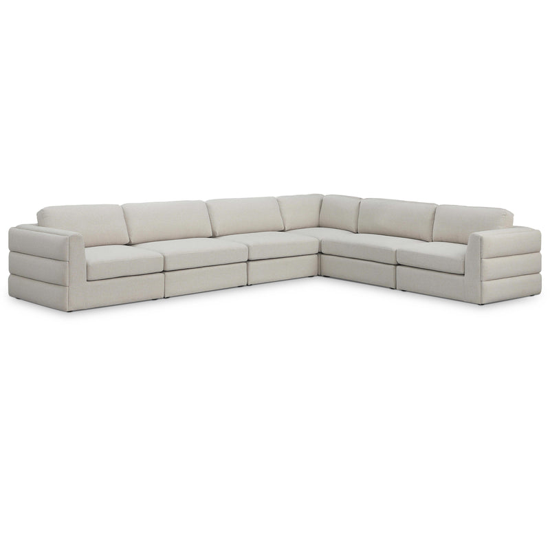 Meridian Beckham Beige Durable Linen Textured Fabric Modular Sectional IMAGE 1