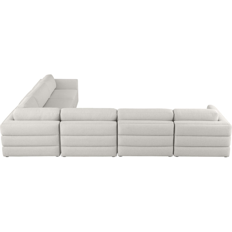 Meridian Beckham Beige Durable Linen Textured Fabric Modular Sectional IMAGE 3