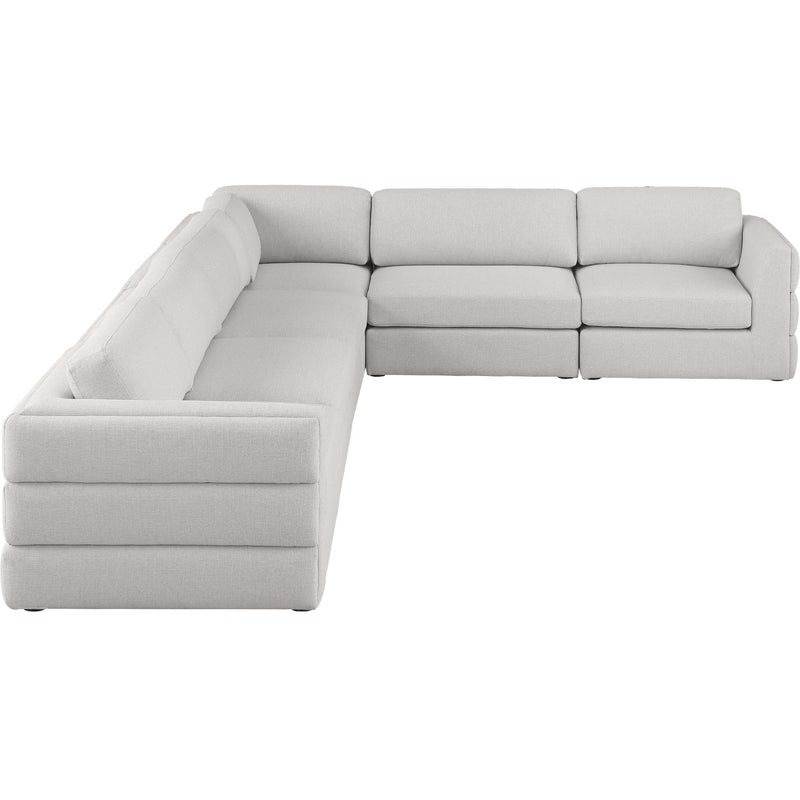Meridian Beckham Beige Durable Linen Textured Fabric Modular Sectional IMAGE 4