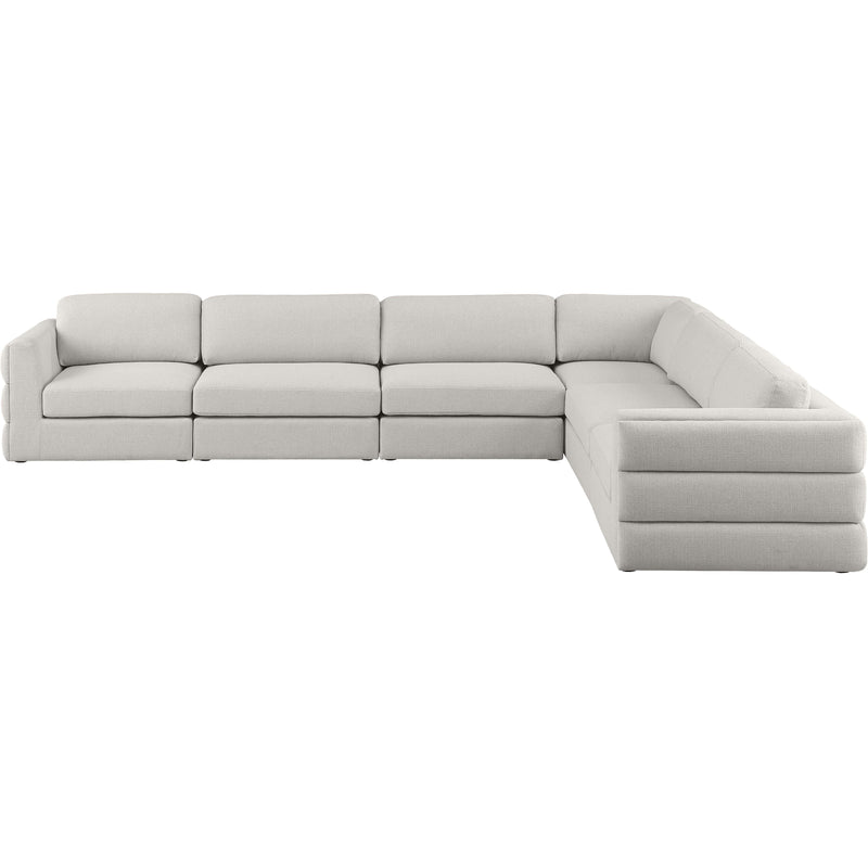 Meridian Beckham Beige Durable Linen Textured Fabric Modular Sectional IMAGE 5