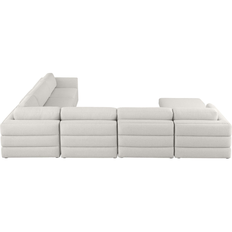 Meridian Beckham Beige Durable Linen Textured Fabric Modular Sectional IMAGE 3