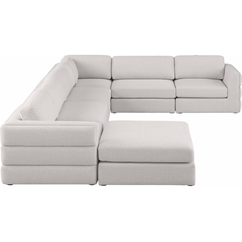 Meridian Beckham Beige Durable Linen Textured Fabric Modular Sectional IMAGE 4