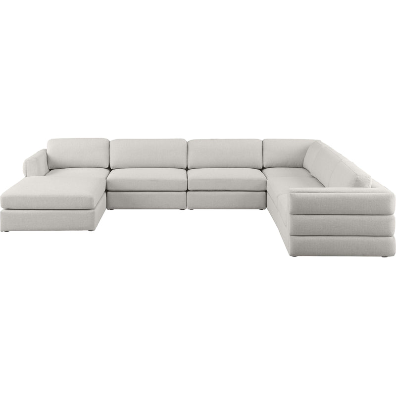 Meridian Beckham Beige Durable Linen Textured Fabric Modular Sectional IMAGE 5