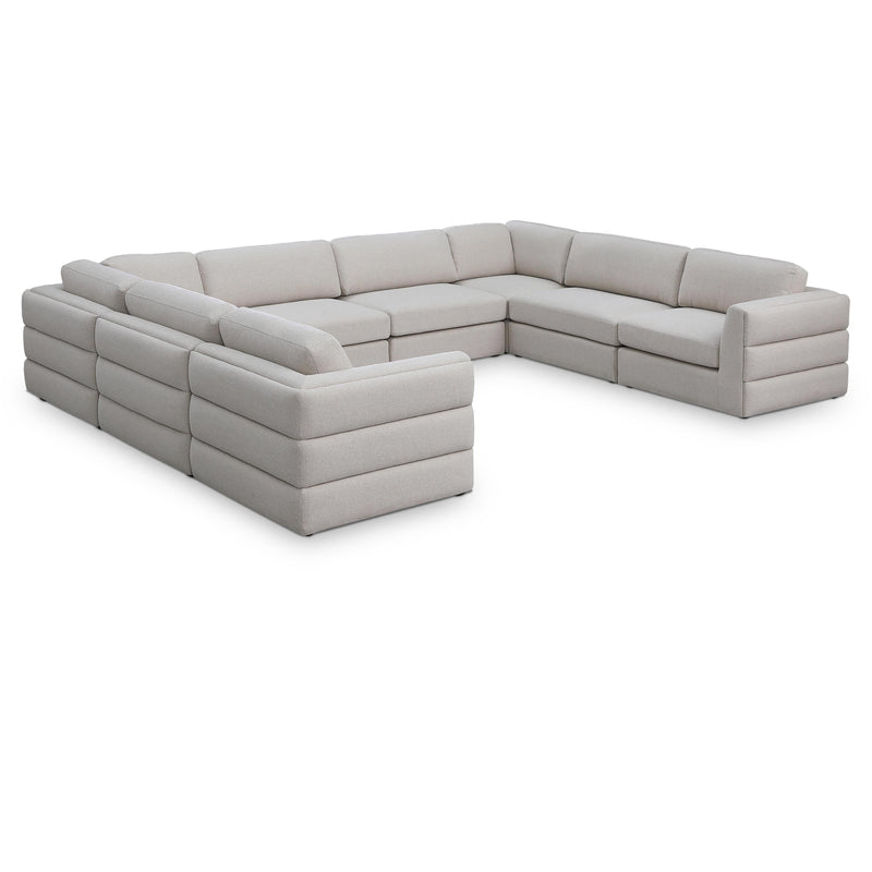 Meridian Beckham Beige Durable Linen Textured Fabric Modular Sectional IMAGE 1