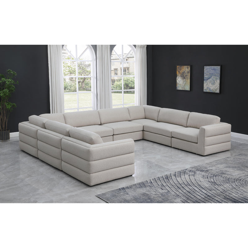 Meridian Beckham Beige Durable Linen Textured Fabric Modular Sectional IMAGE 2