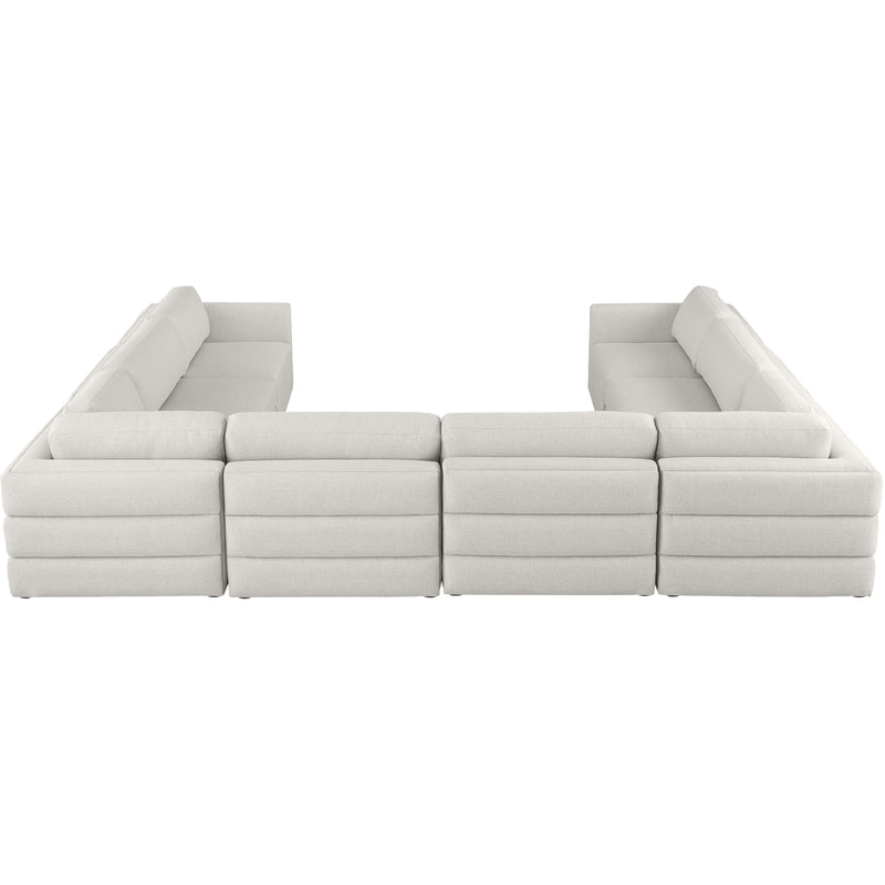 Meridian Beckham Beige Durable Linen Textured Fabric Modular Sectional IMAGE 3
