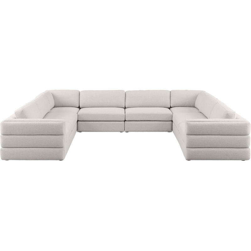 Meridian Beckham Beige Durable Linen Textured Fabric Modular Sectional IMAGE 5
