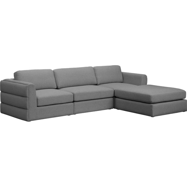 Meridian Beckham Grey Durable Linen Textured Fabric Modular Sectional IMAGE 1