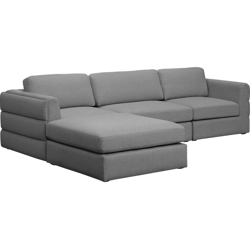 Meridian Beckham Grey Durable Linen Textured Fabric Modular Sectional IMAGE 2