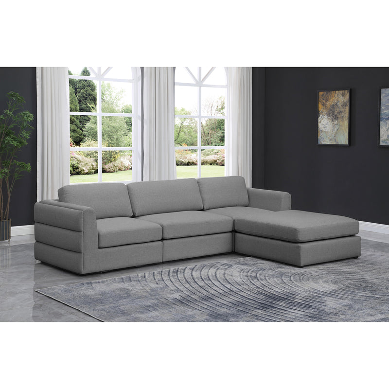 Meridian Beckham Grey Durable Linen Textured Fabric Modular Sectional IMAGE 3