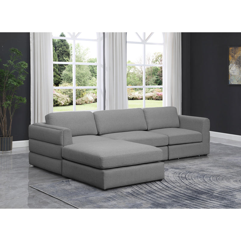 Meridian Beckham Grey Durable Linen Textured Fabric Modular Sectional IMAGE 4