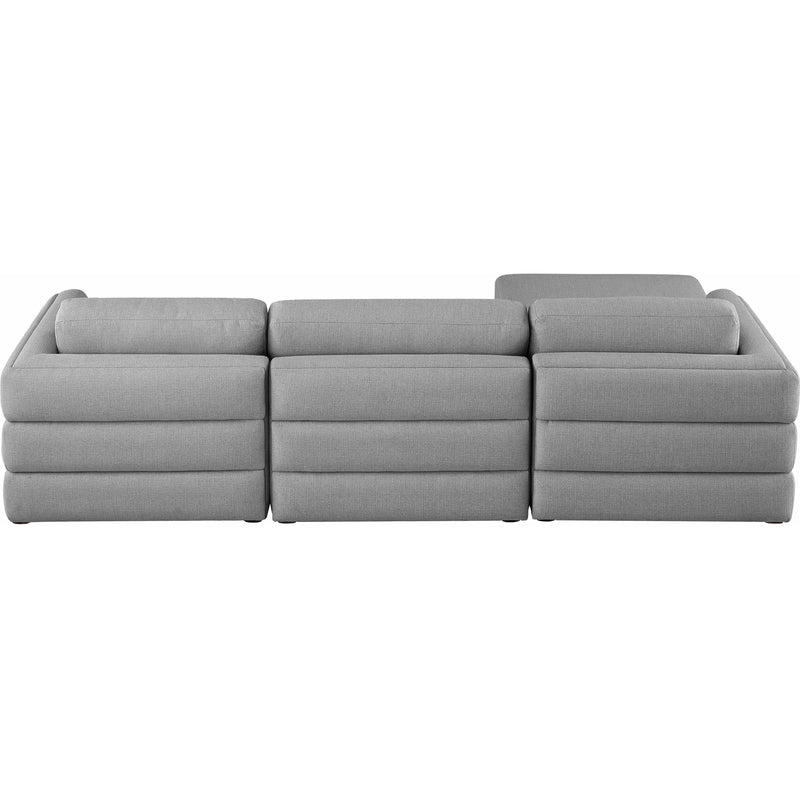 Meridian Beckham Grey Durable Linen Textured Fabric Modular Sectional IMAGE 5