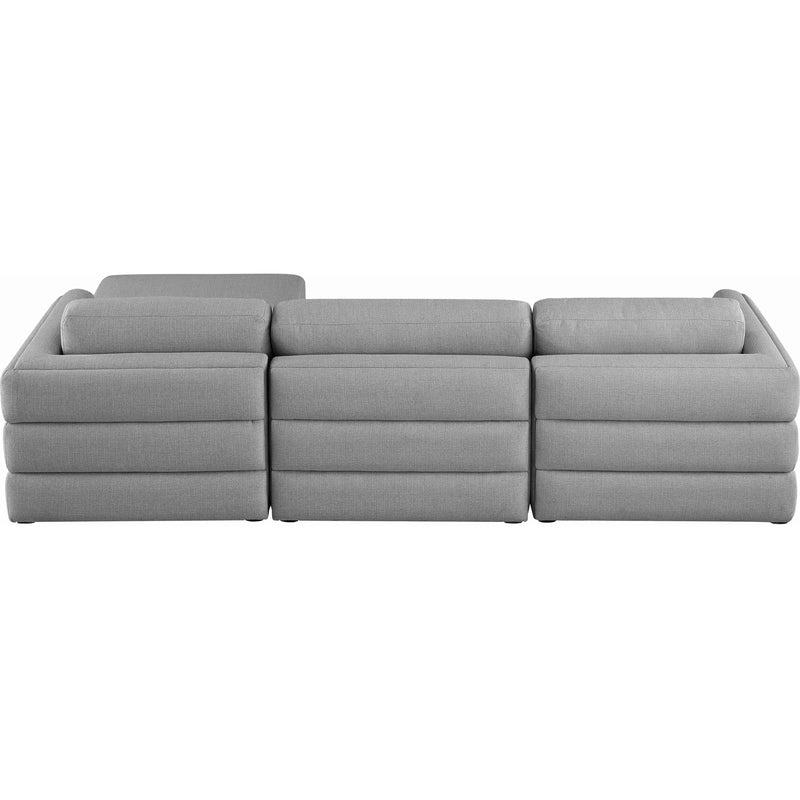 Meridian Beckham Grey Durable Linen Textured Fabric Modular Sectional IMAGE 6