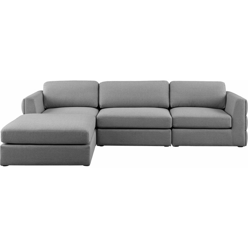 Meridian Beckham Grey Durable Linen Textured Fabric Modular Sectional IMAGE 9