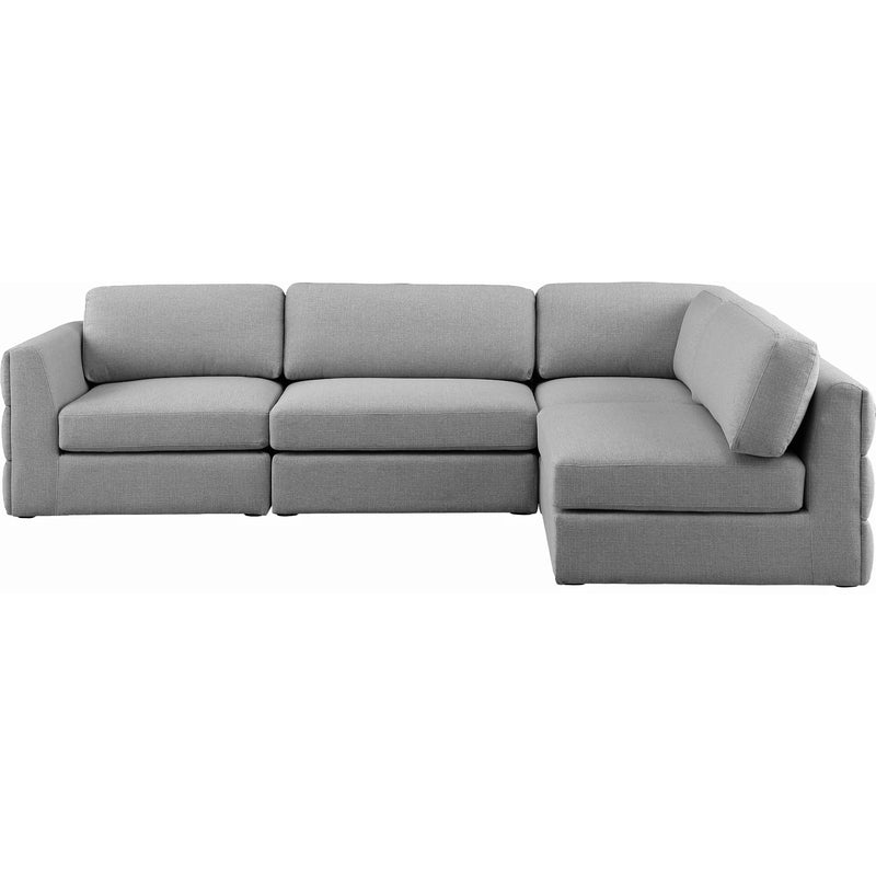 Meridian Beckham Grey Durable Linen Textured Fabric Modular Sectional IMAGE 10
