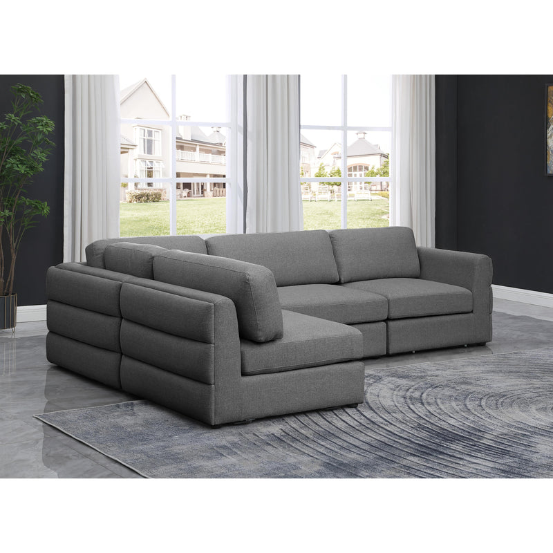 Meridian Beckham Grey Durable Linen Textured Fabric Modular Sectional IMAGE 3