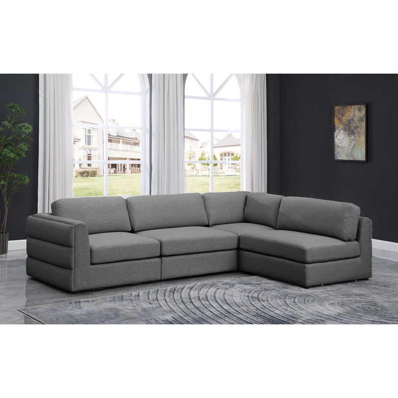Meridian Beckham Grey Durable Linen Textured Fabric Modular Sectional IMAGE 4