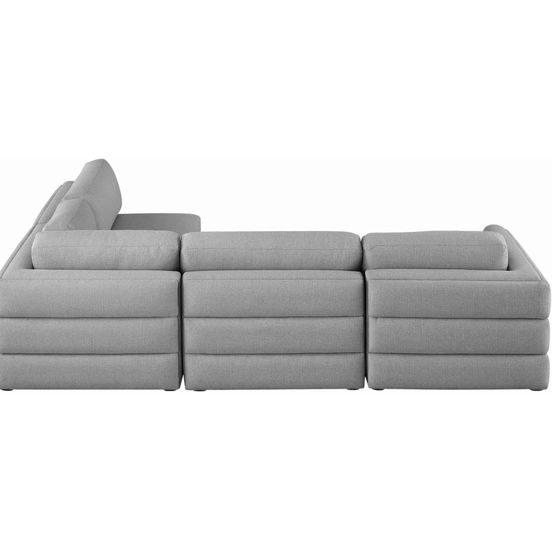 Meridian Beckham Grey Durable Linen Textured Fabric Modular Sectional IMAGE 5
