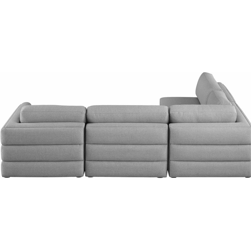 Meridian Beckham Grey Durable Linen Textured Fabric Modular Sectional IMAGE 6