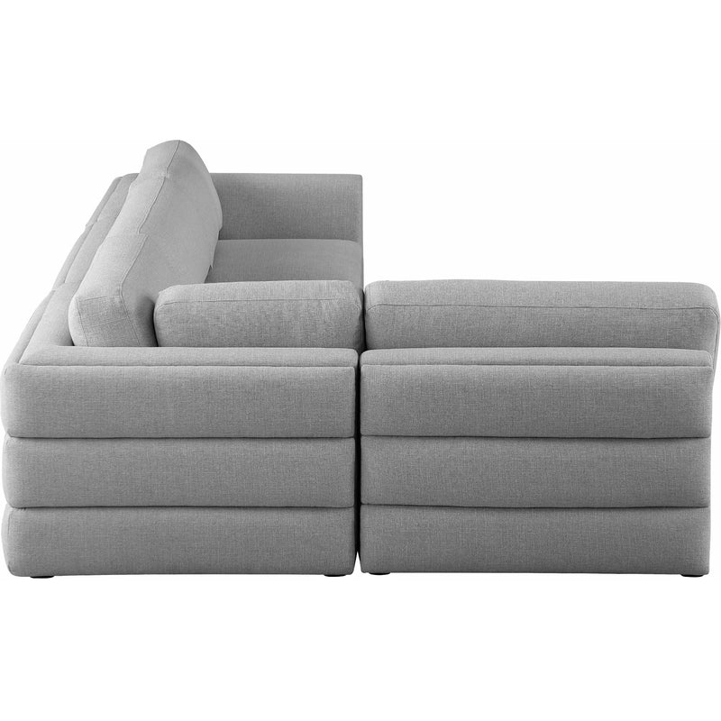 Meridian Beckham Grey Durable Linen Textured Fabric Modular Sectional IMAGE 7