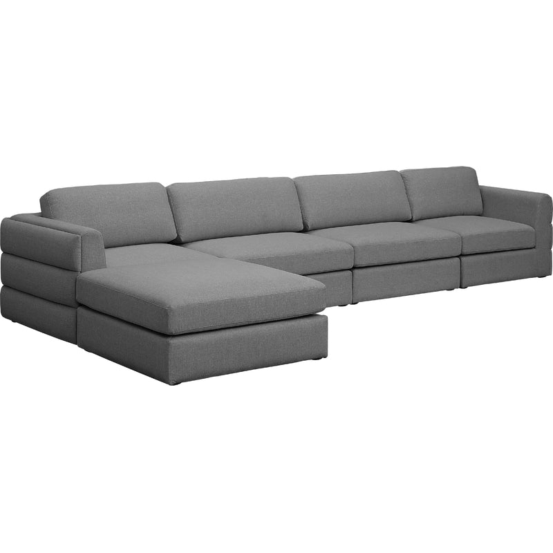 Meridian Beckham Grey Durable Linen Textured Fabric Modular Sectional IMAGE 2