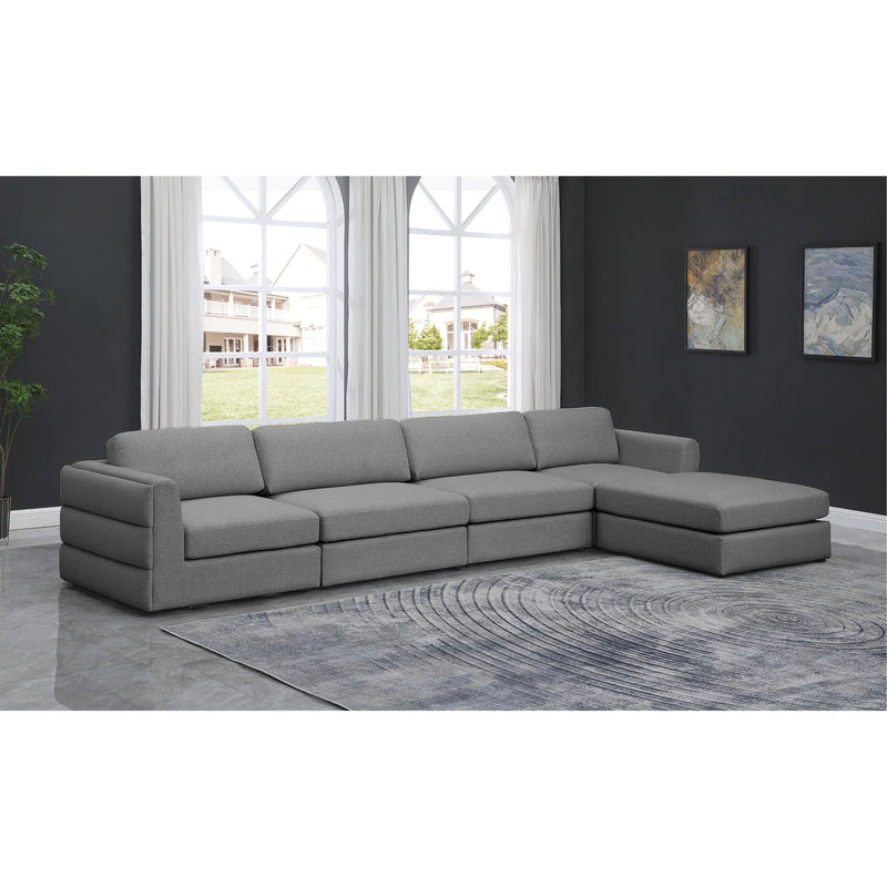 Meridian Beckham Grey Durable Linen Textured Fabric Modular Sectional IMAGE 3