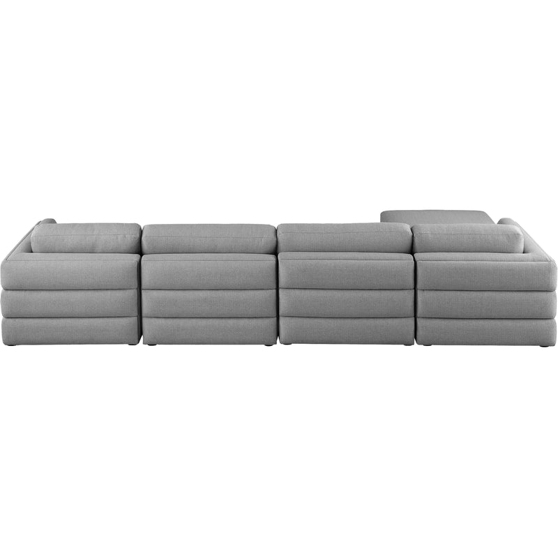 Meridian Beckham Grey Durable Linen Textured Fabric Modular Sectional IMAGE 5