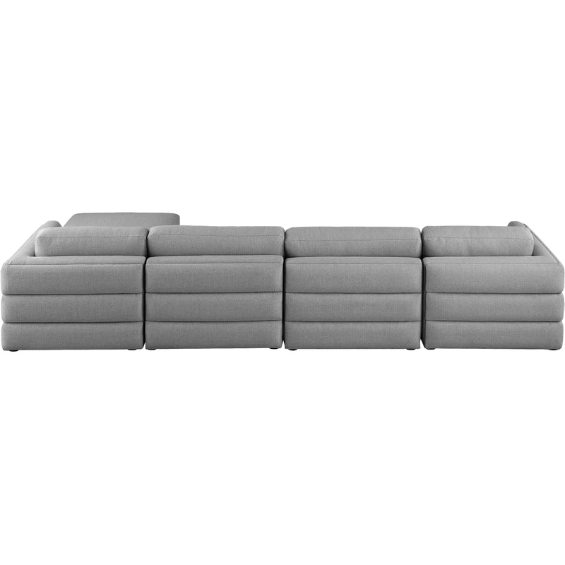 Meridian Beckham Grey Durable Linen Textured Fabric Modular Sectional IMAGE 6