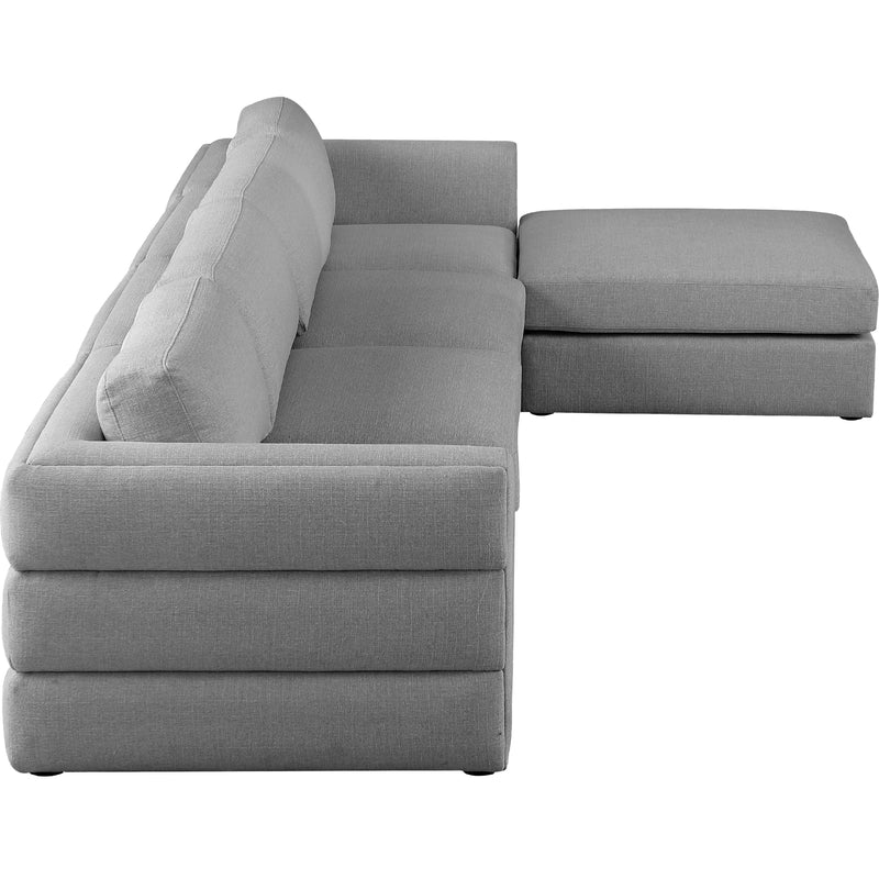 Meridian Beckham Grey Durable Linen Textured Fabric Modular Sectional IMAGE 7
