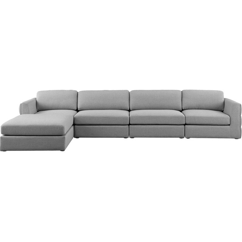 Meridian Beckham Grey Durable Linen Textured Fabric Modular Sectional IMAGE 9