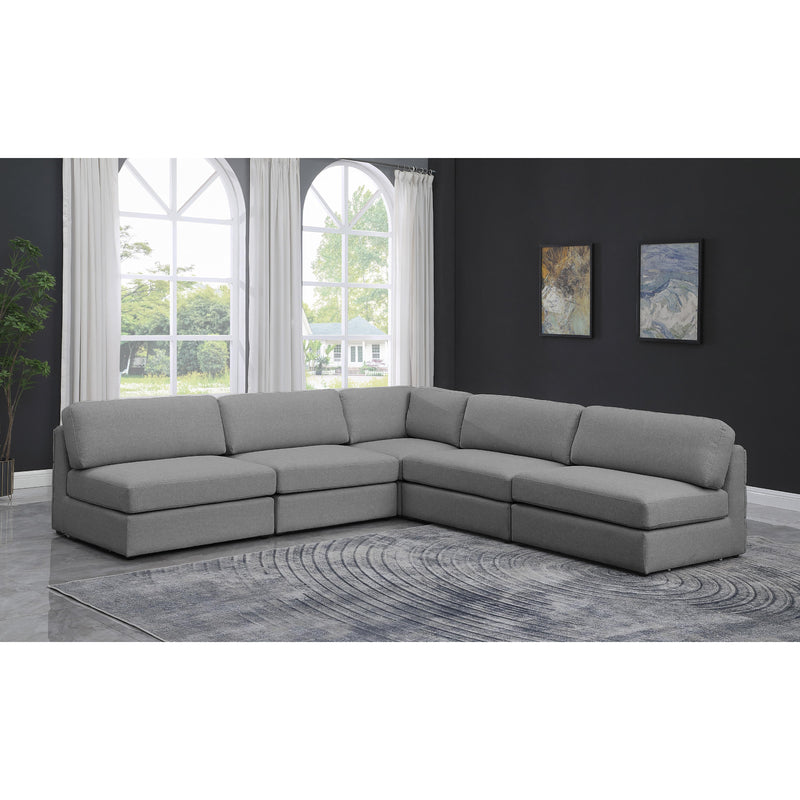 Meridian Beckham Grey Durable Linen Textured Fabric Modular Sectional IMAGE 2