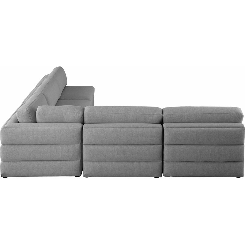 Meridian Beckham Grey Durable Linen Textured Fabric Modular Sectional IMAGE 3