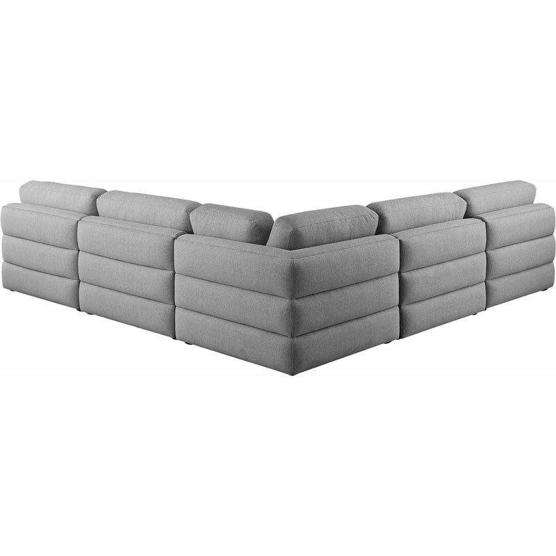Meridian Beckham Grey Durable Linen Textured Fabric Modular Sectional IMAGE 4