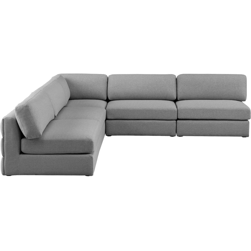 Meridian Beckham Grey Durable Linen Textured Fabric Modular Sectional IMAGE 5