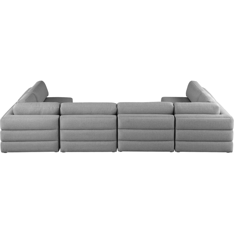 Meridian Beckham Grey Durable Linen Textured Fabric Modular Sectional IMAGE 3
