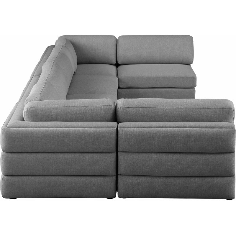 Meridian Beckham Grey Durable Linen Textured Fabric Modular Sectional IMAGE 4