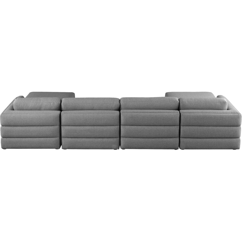 Meridian Beckham Grey Durable Linen Textured Fabric Modular Sectional IMAGE 3