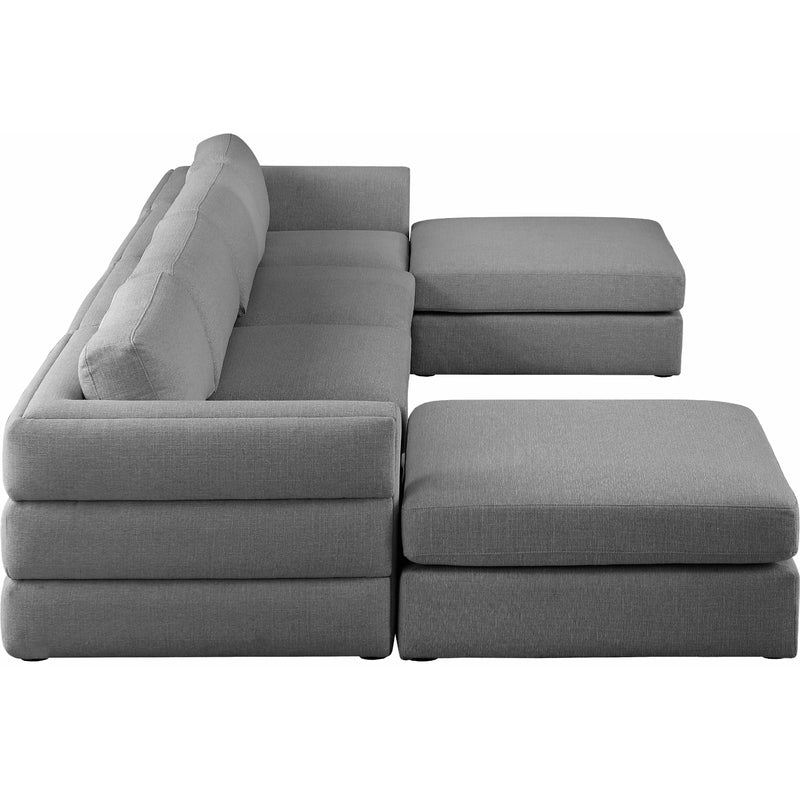 Meridian Beckham Grey Durable Linen Textured Fabric Modular Sectional IMAGE 4
