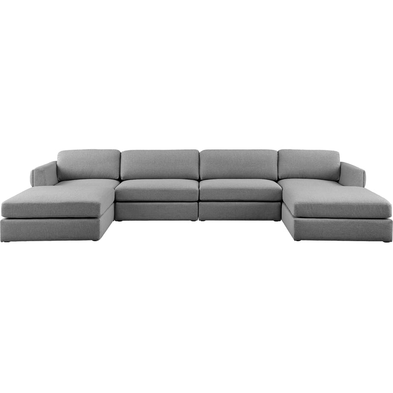 Meridian Beckham Grey Durable Linen Textured Fabric Modular Sectional IMAGE 5
