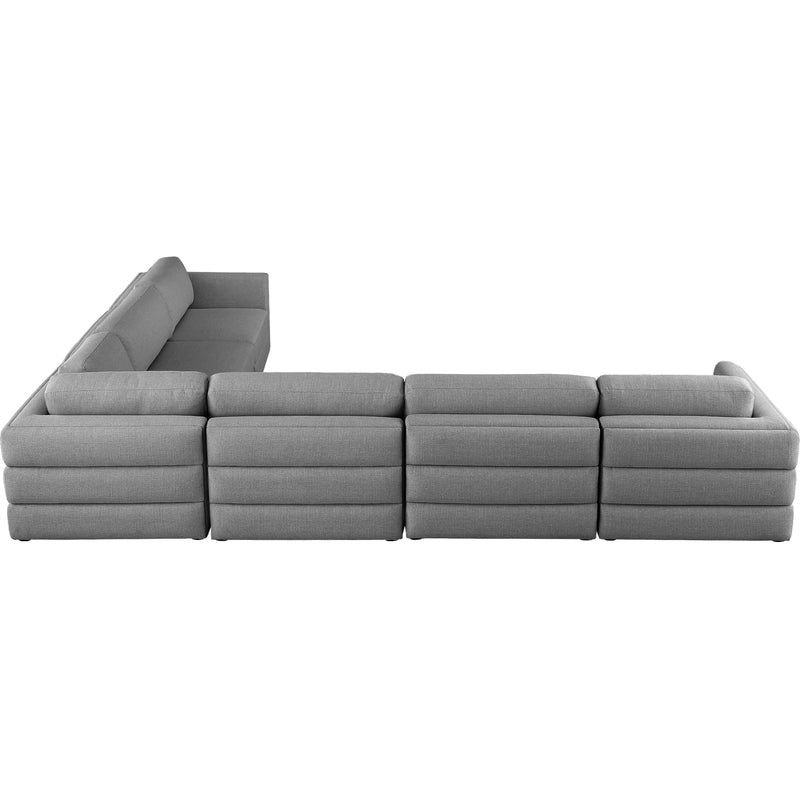 Meridian Beckham Grey Durable Linen Textured Fabric Modular Sectional IMAGE 3