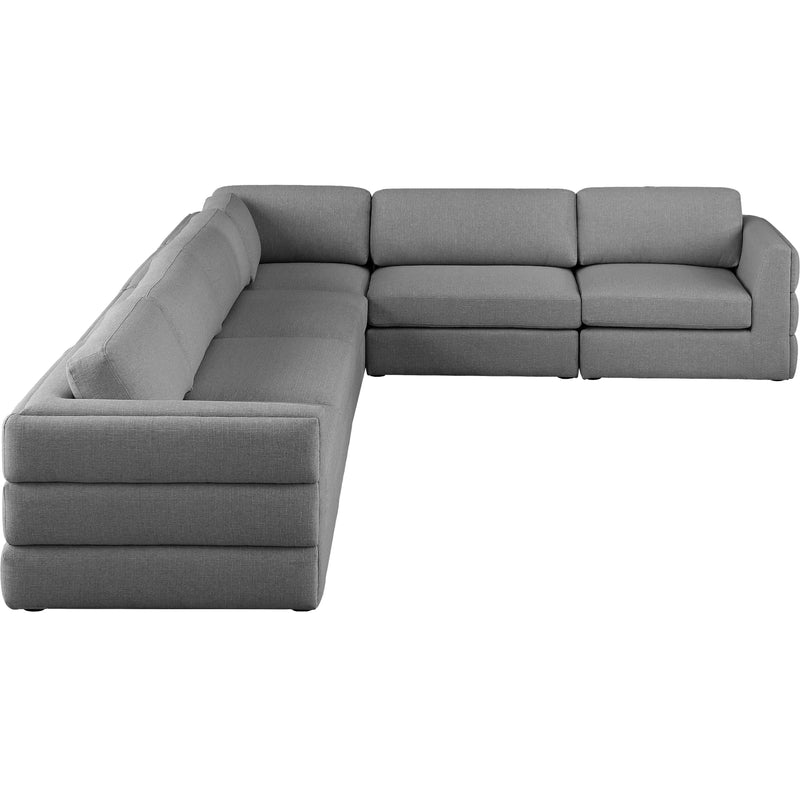 Meridian Beckham Grey Durable Linen Textured Fabric Modular Sectional IMAGE 4